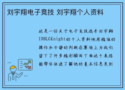 刘宇翔电子竞技 刘宇翔个人资料